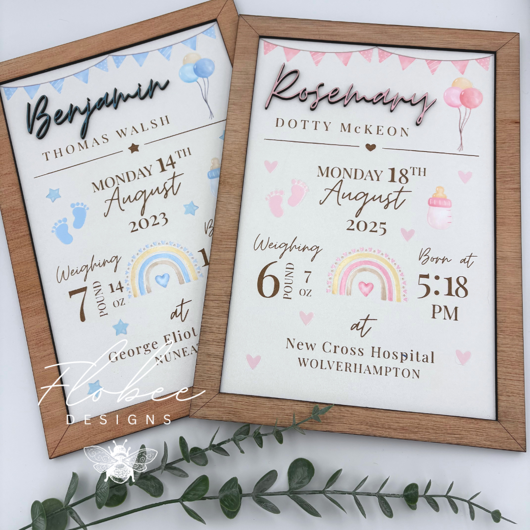 Personalised Baby Stats Sign