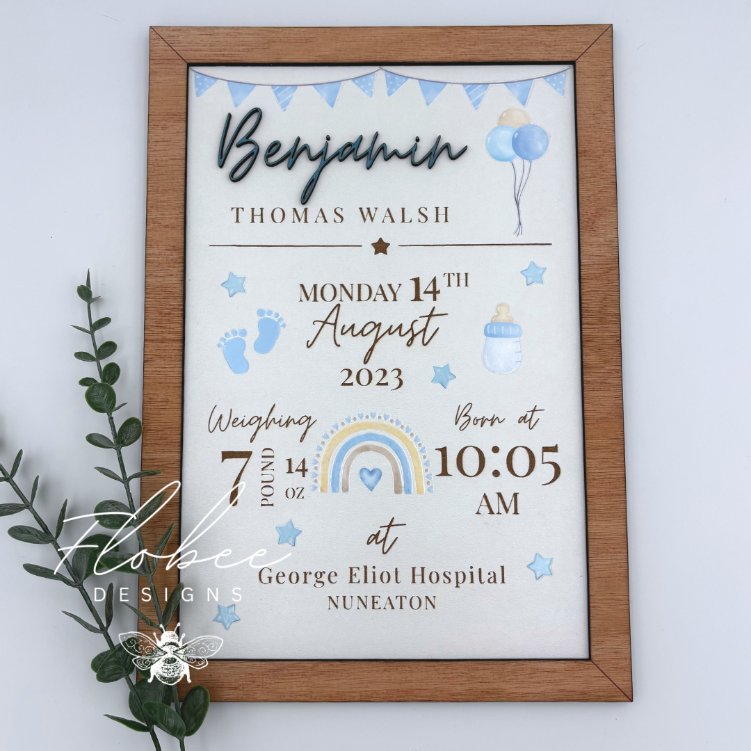 Personalised Baby Stats Sign