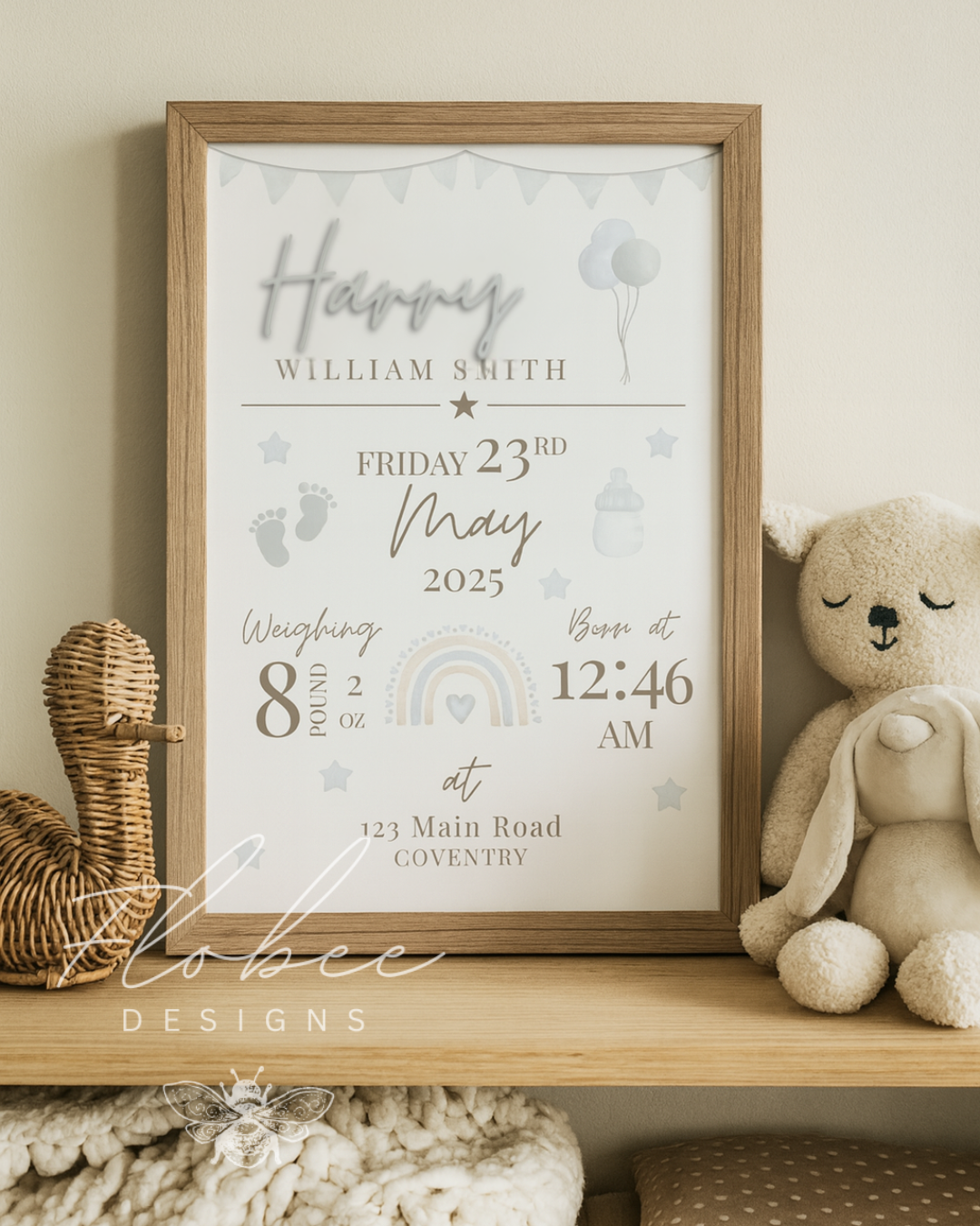 Personalised Baby Stats Sign