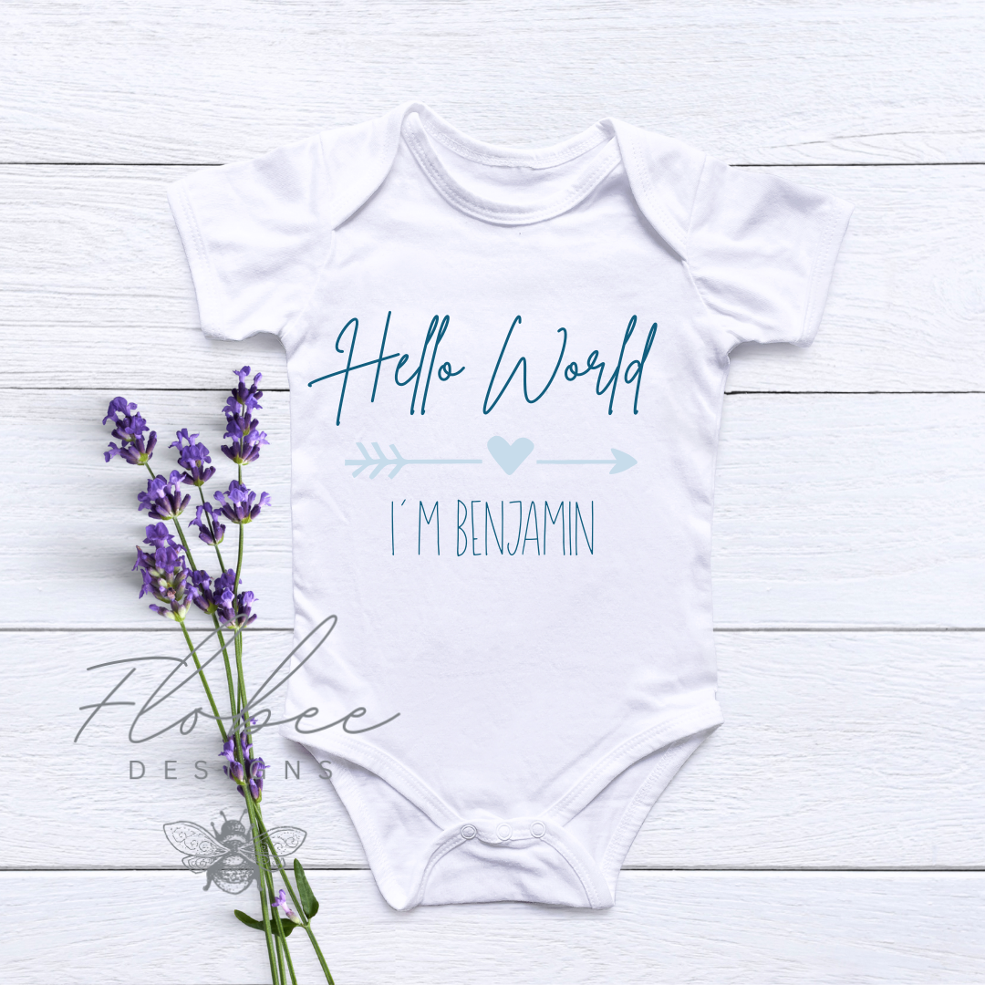 Personalised 'Hello World' Baby Vest