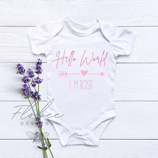 Personalised 'Hello World' Baby Vest