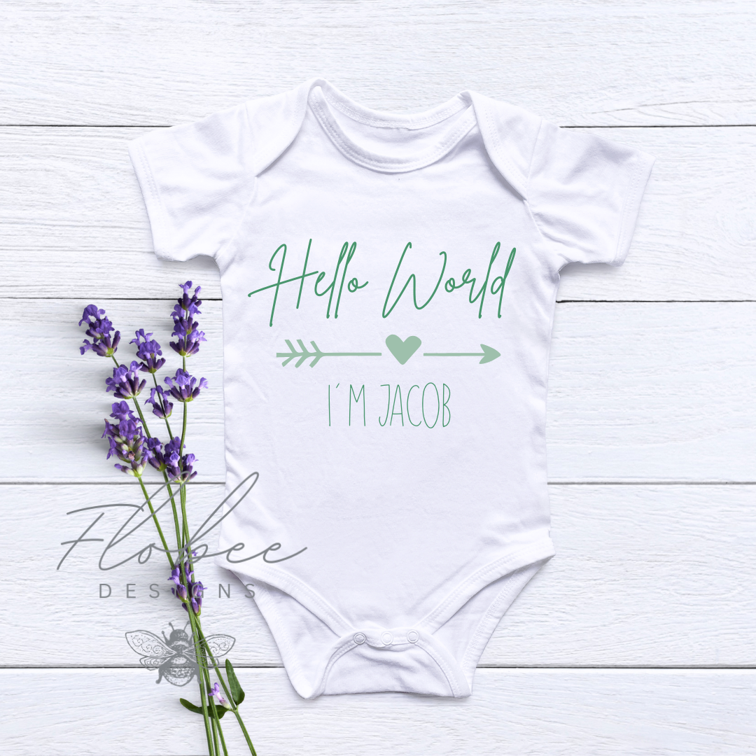 Personalised 'Hello World' Baby Vest