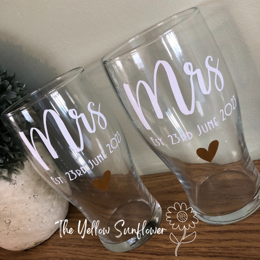 Personalised Mr & Mrs Beer Glasses