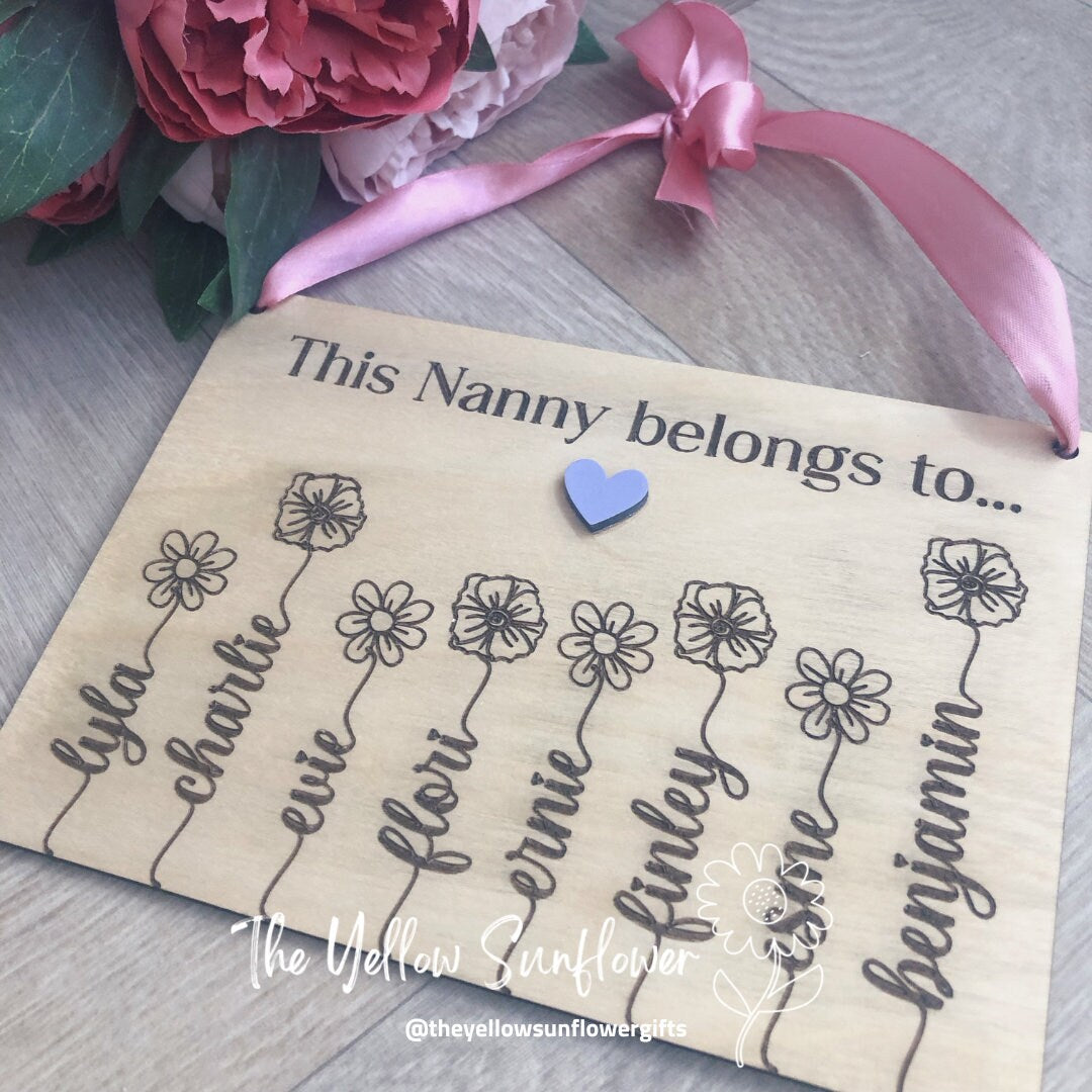 Wooden 'This Nanny Belongs To...'Personalised Plaque