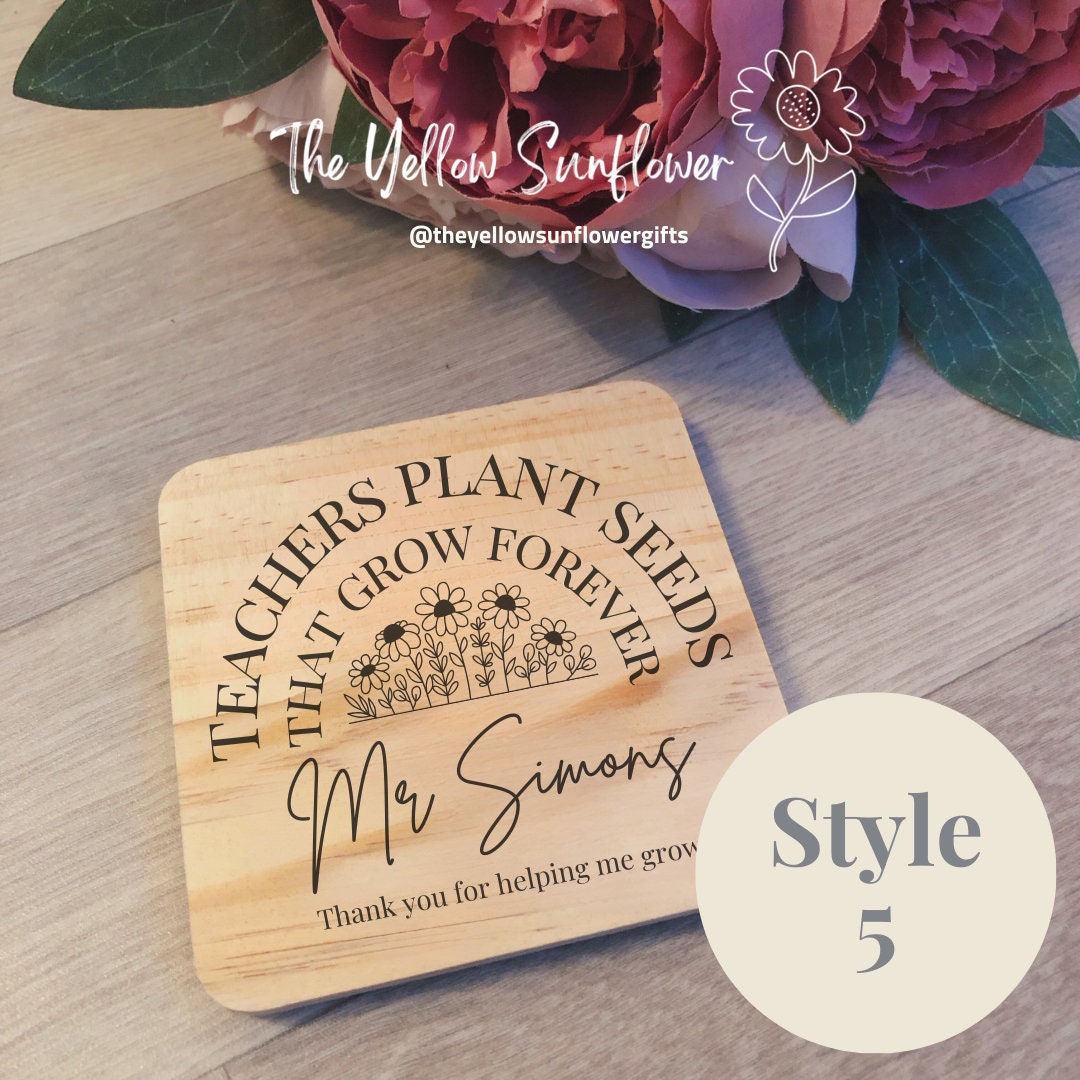 Thank You Teacher Personalised Wooden Coaster
