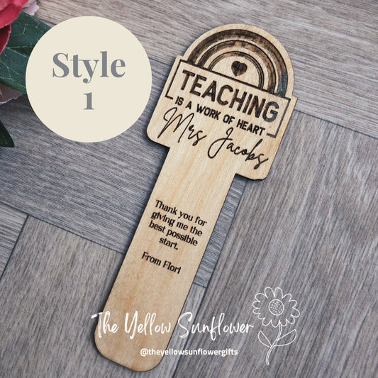 Personalised Thank You Teacher Wooden Bookmark