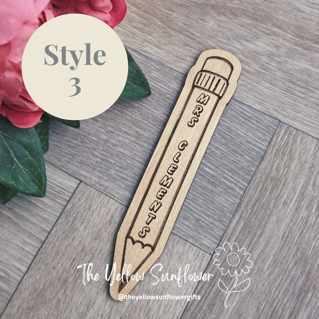Personalised Thank You Teacher Wooden Bookmark