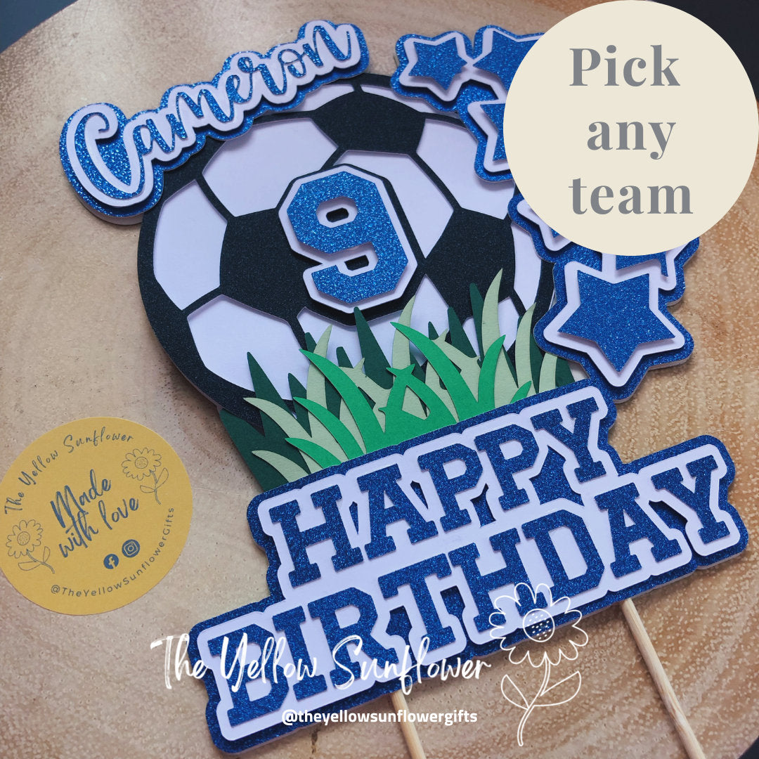 3D Personalised Football Themed Cake Topper