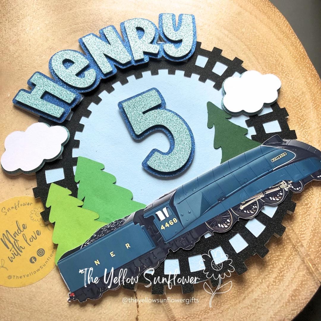 3D Personalised Mallard Train Themed Cake Topper