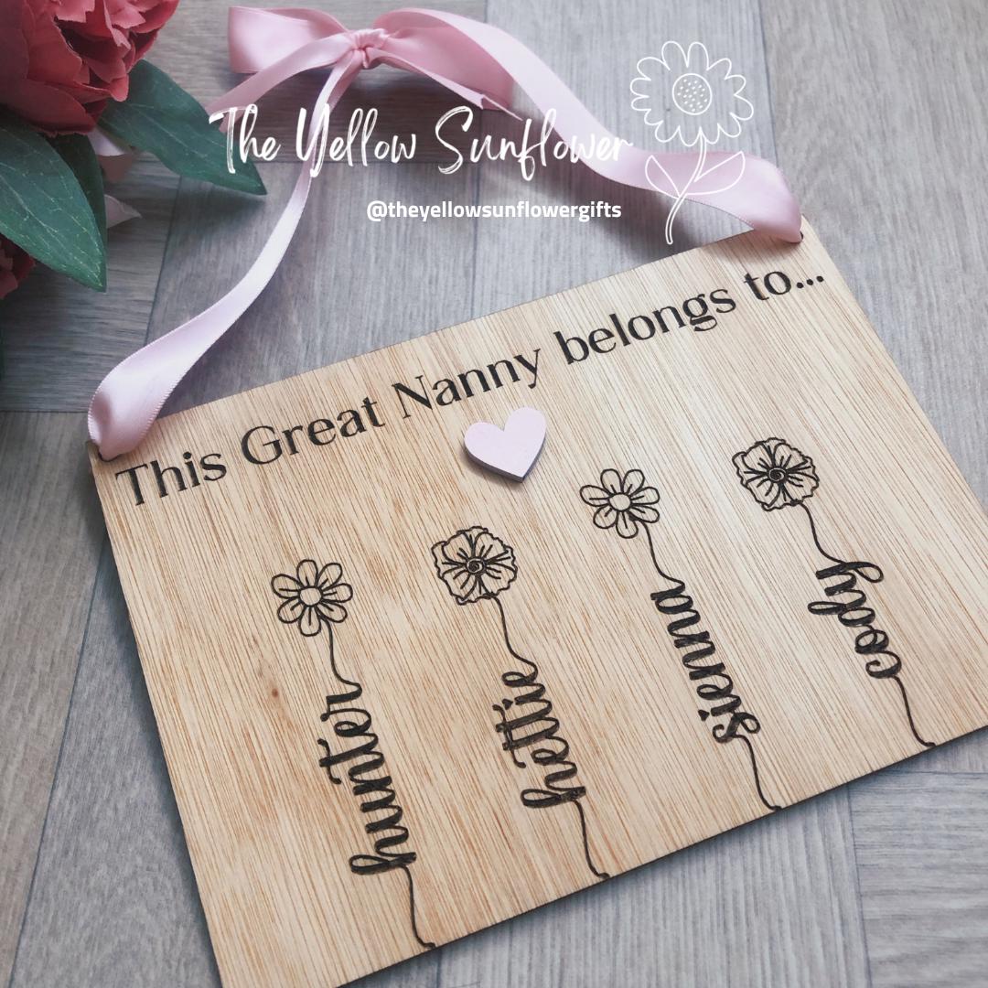Wooden 'This Nanny Belongs To...'Personalised Plaque