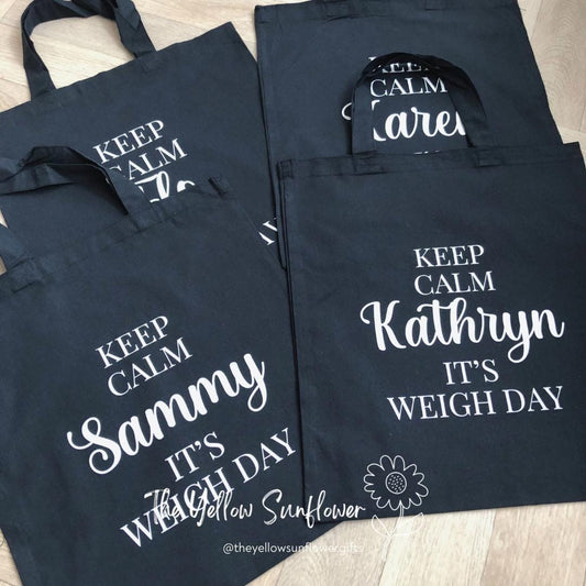 Personalised 'Keep Calm It's Weigh Day' Tote Bag