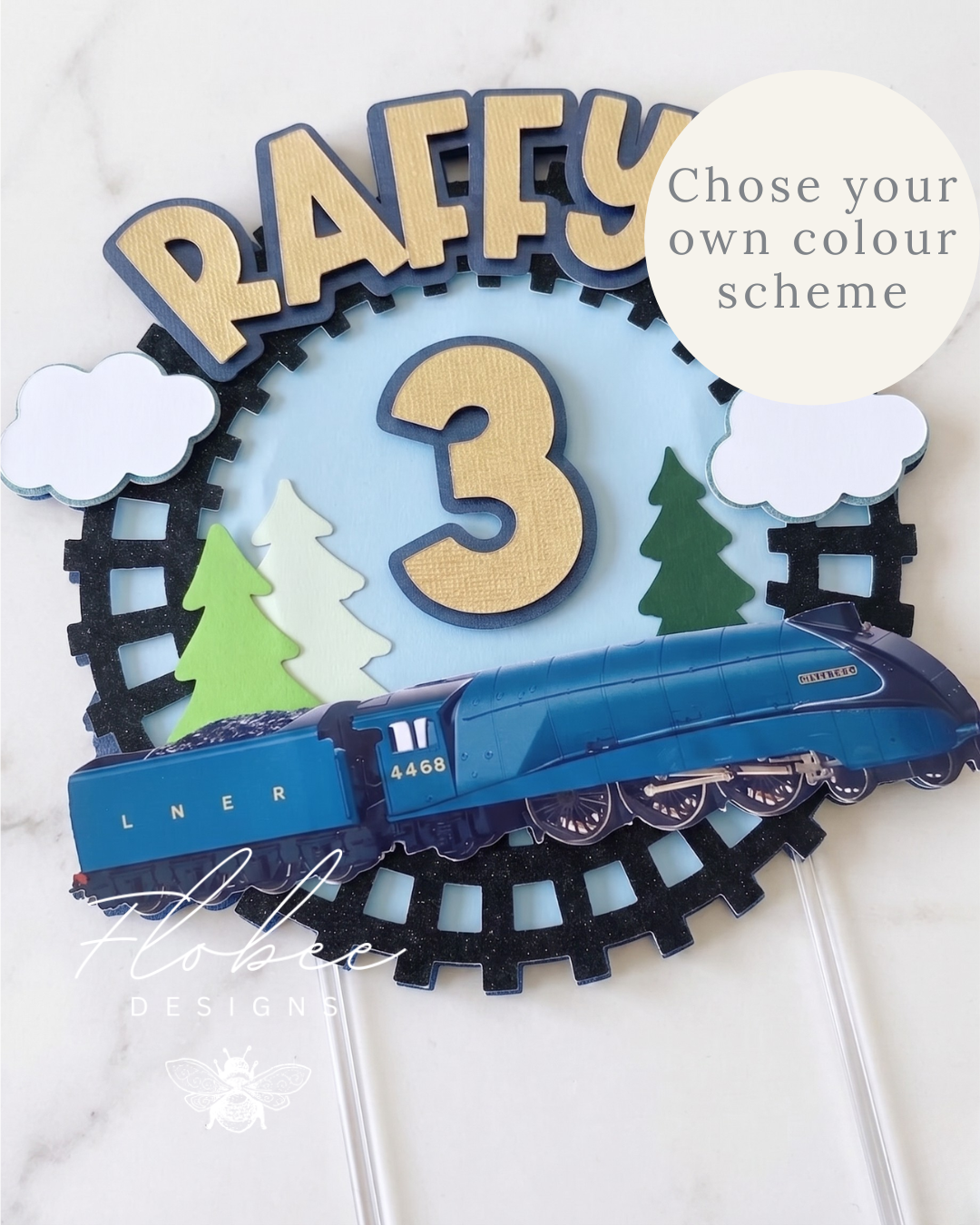 Personalised Train Themed Cake Topper