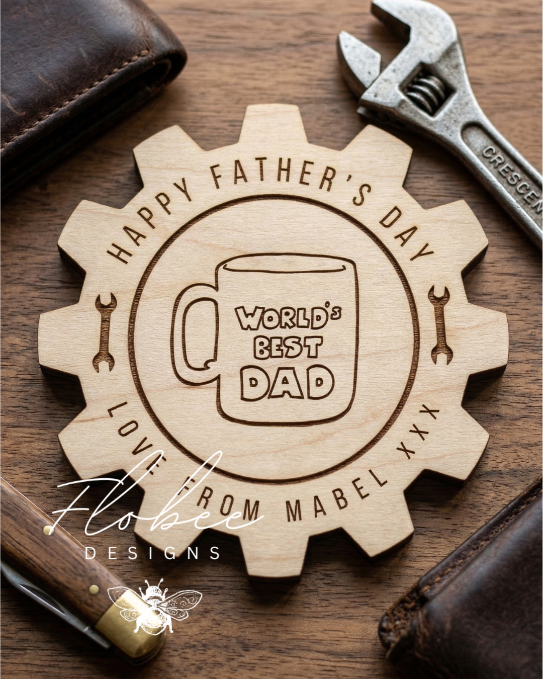 Personalised Father’s Day Wooden Coaster