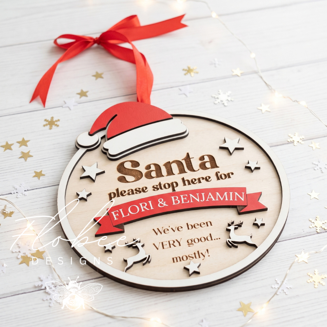 Personalised 'Santa Stop Here' Sign