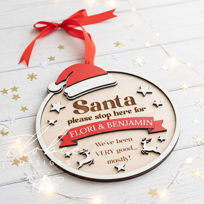 Personalised 'Santa Stop Here' Sign