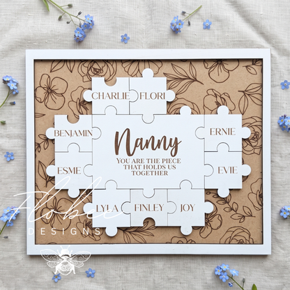 Personalised 'You Are The Piece That Holds Us Together' Jigsaw Plaque