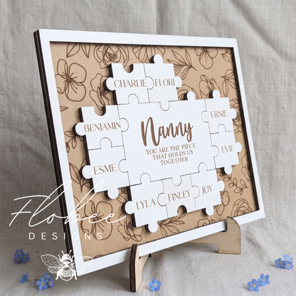 Personalised 'You Are The Piece That Holds Us Together' Jigsaw Plaque