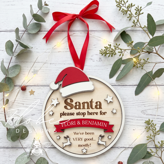 Personalised 'Santa Stop Here' Sign