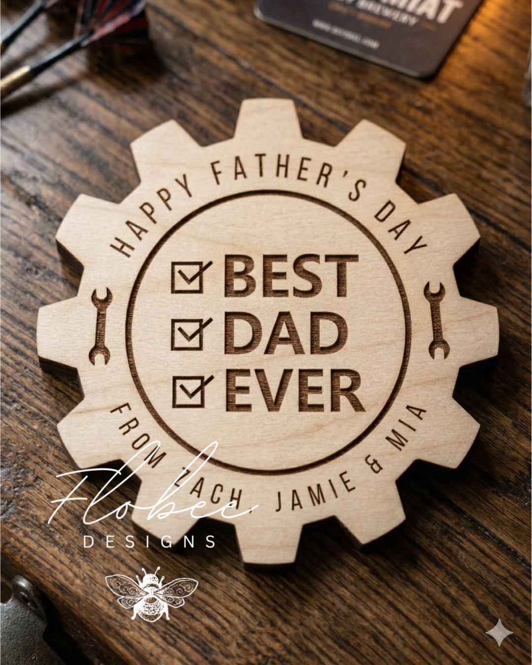 Personalised Father’s Day Wooden Coaster