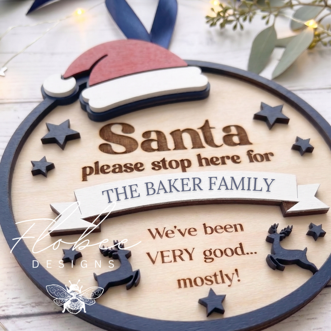 Personalised 'Santa Stop Here' Sign