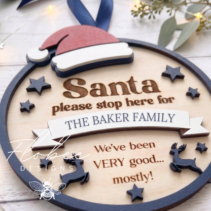 Personalised 'Santa Stop Here' Sign