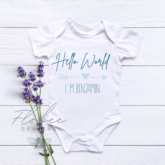 Personalised 'Hello World' Baby Vest