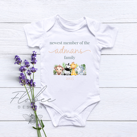 Personalised 'Newest Member Of The...' Baby Vest