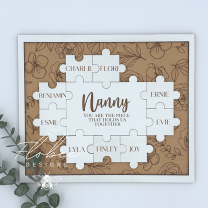Personalised 'You Are The Piece That Holds Us Together' Jigsaw Plaque