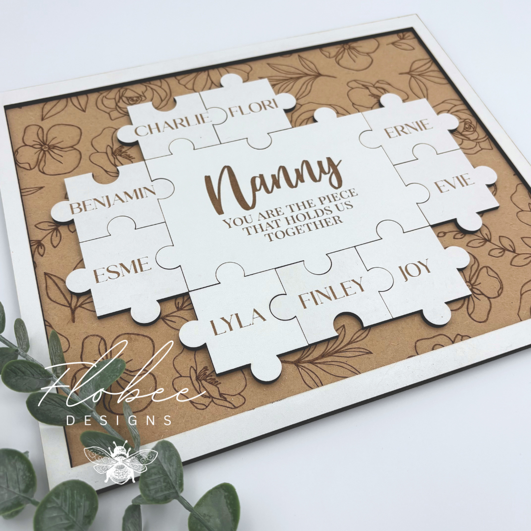 Personalised 'You Are The Piece That Holds Us Together' Jigsaw Plaque