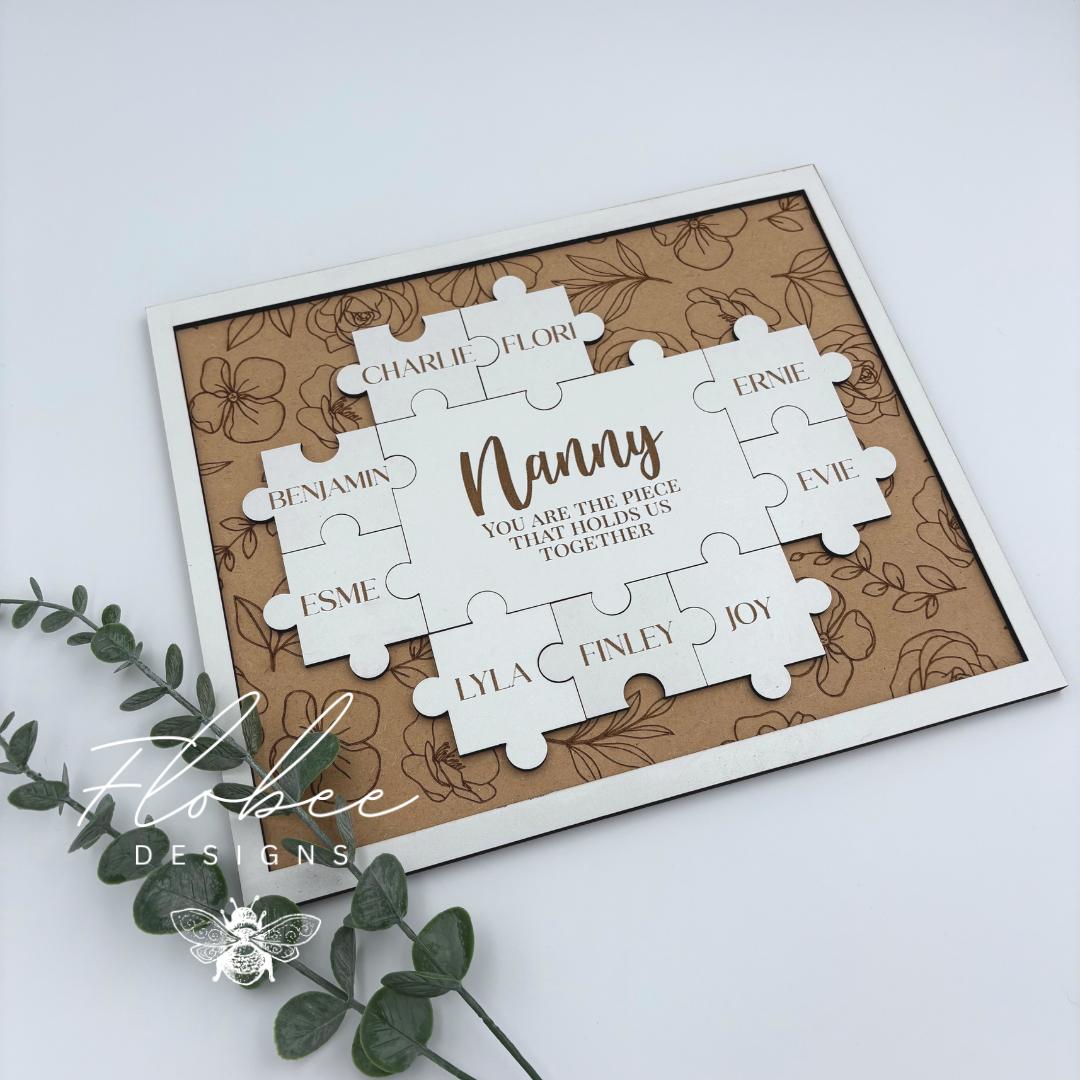 Personalised 'You Are The Piece That Holds Us Together' Jigsaw Plaque