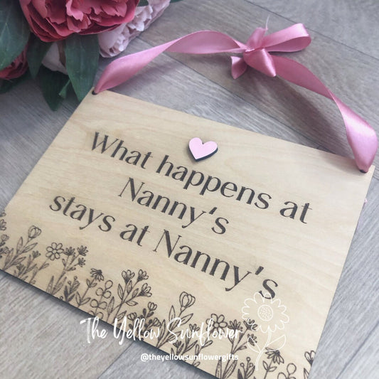 Wooden 'What Happens At....' Personalised  Plaque