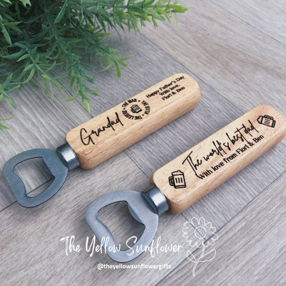 Personalised Fathers Day Wooden Bottle Opener