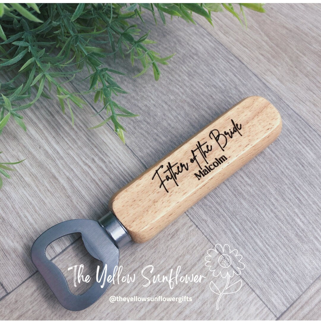 Personalised Wedding Party Wooden Bottle Opener