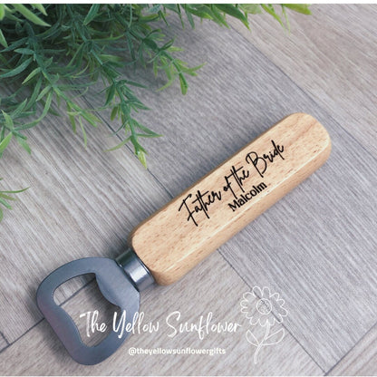 Personalised Wedding Party Wooden Bottle Opener