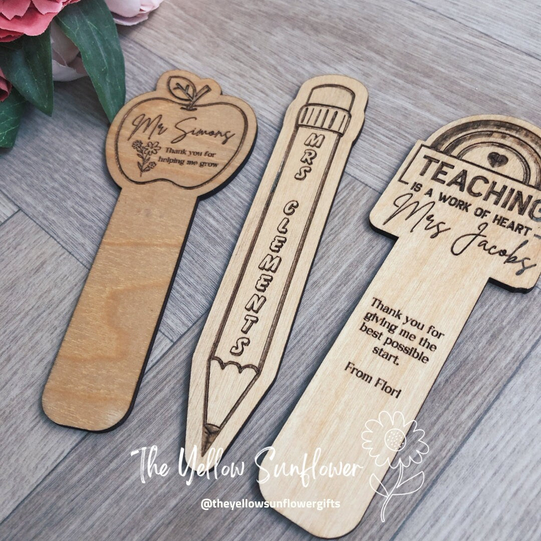 Personalised Thank You Teacher Wooden Bookmark