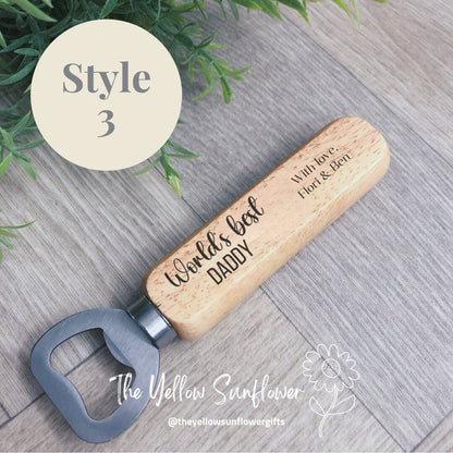 Personalised Fathers Day Wooden Bottle Opener