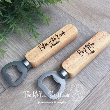 Personalised Wedding Party Wooden Bottle Opener