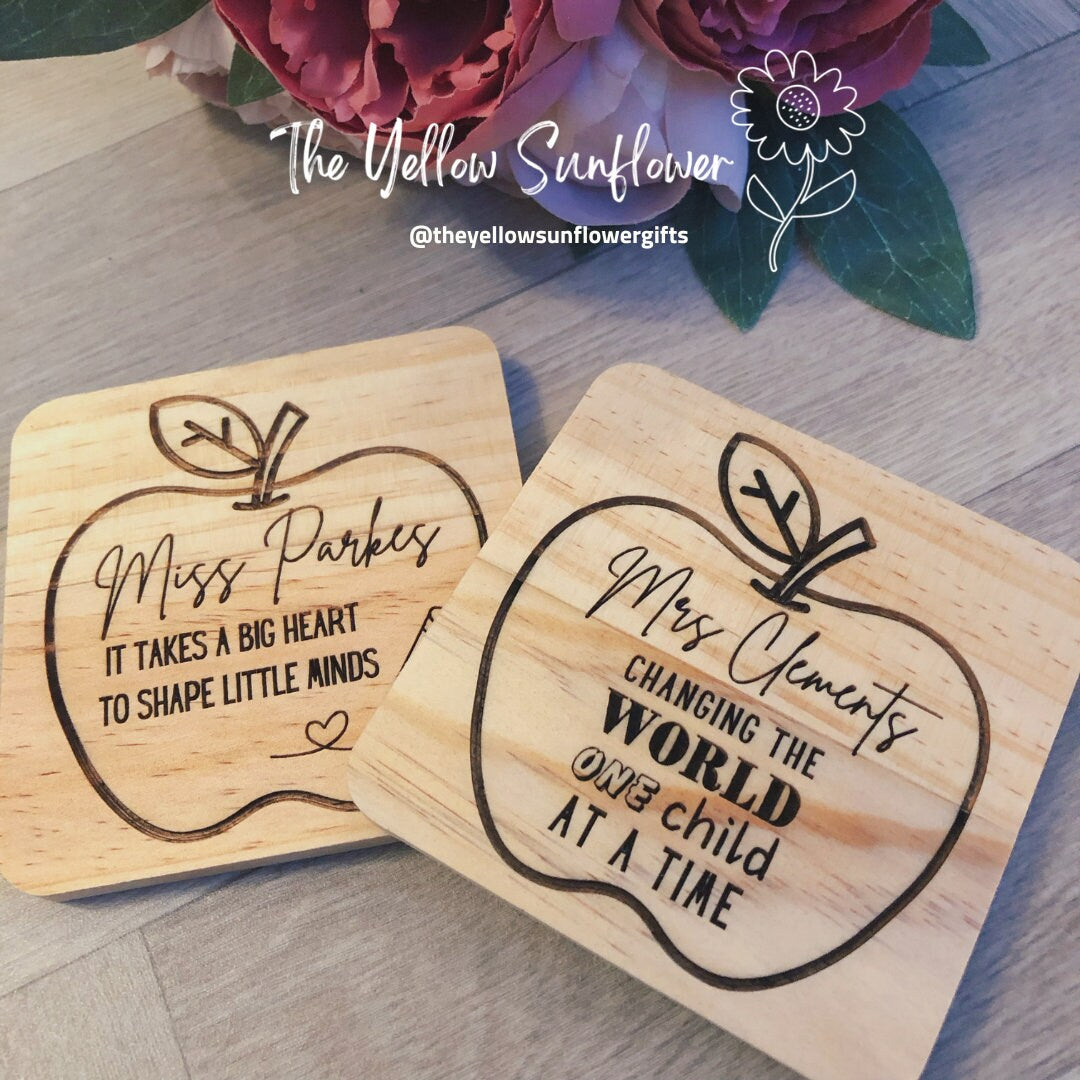 Thank You Teacher Personalised Wooden Coaster