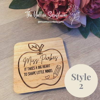 Thank You Teacher Personalised Wooden Coaster
