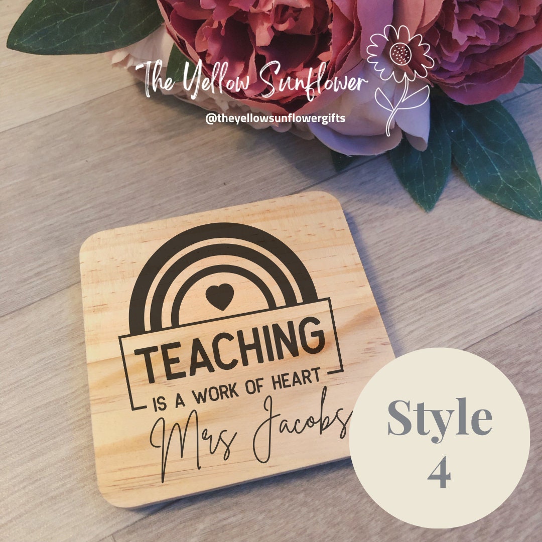 Thank You Teacher Personalised Wooden Coaster