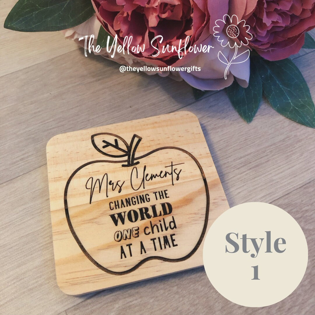 Thank You Teacher Personalised Wooden Coaster
