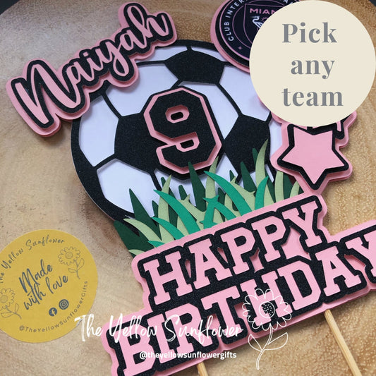 3D Personalised Football Themed Cake Topper