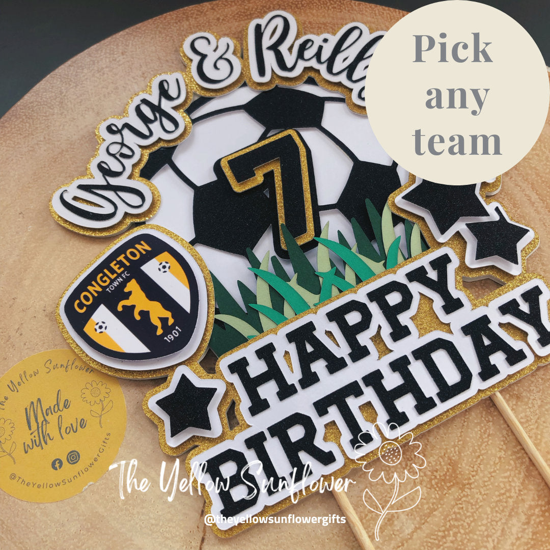 3D Personalised Football Themed Cake Topper