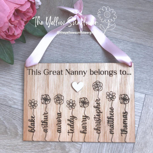 Wooden 'This Nanny Belongs To...'Personalised Plaque